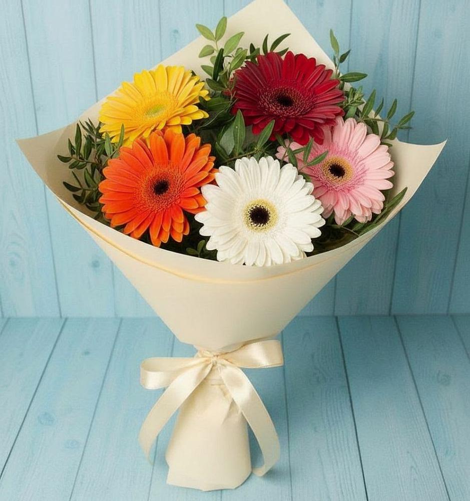 Букет цветов из: Герберы в Курчанской