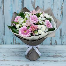 Букет цветов из:  Герберы, Альстромерии и Хризантемы #REPLACE_PRED# Курчанской