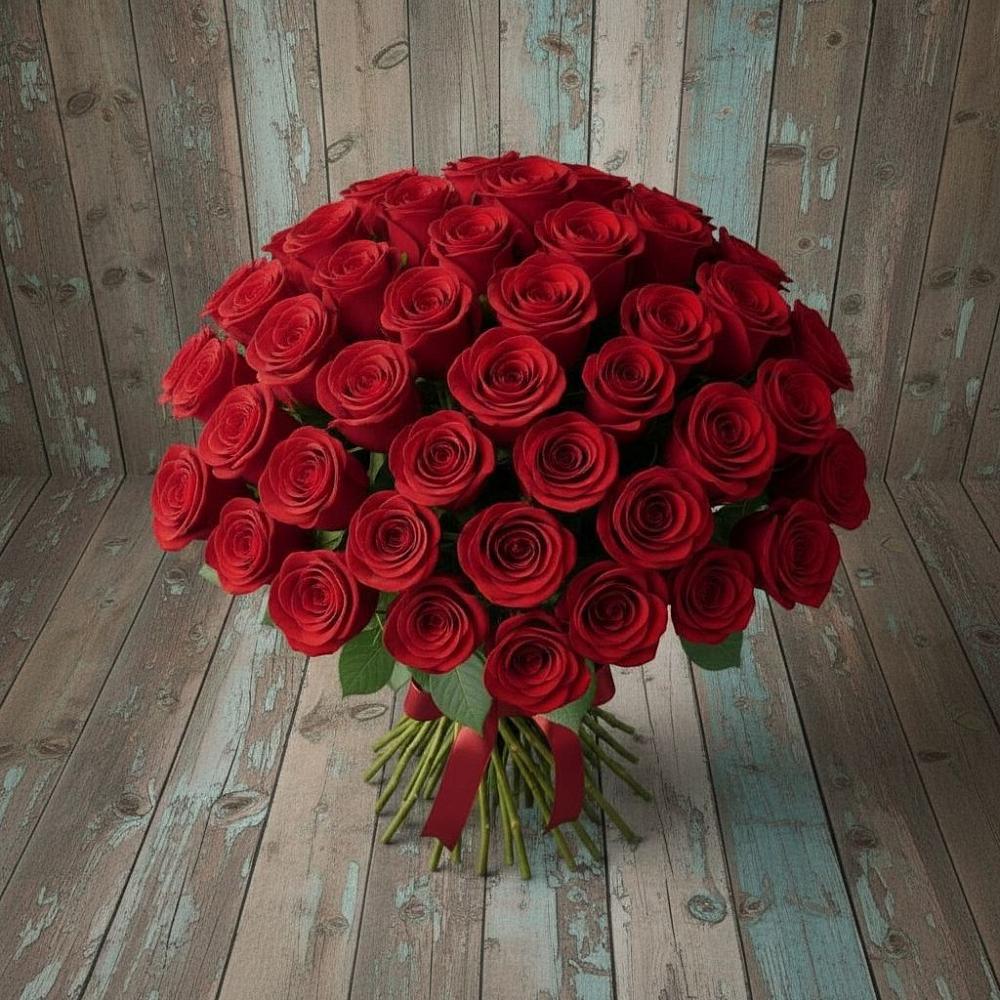 Букет 55 Красных роз Фридом в Курчанской
