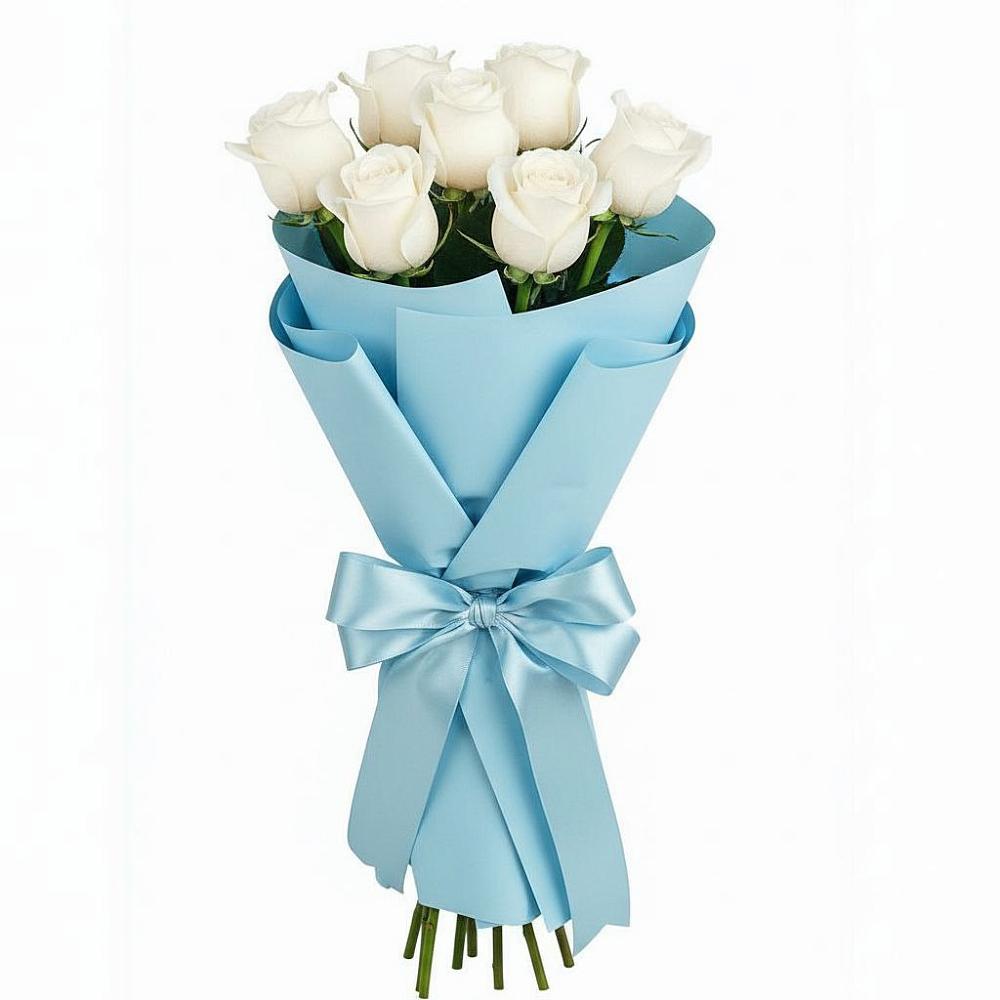 Букет 7 белых роз Проуд в Курчанской