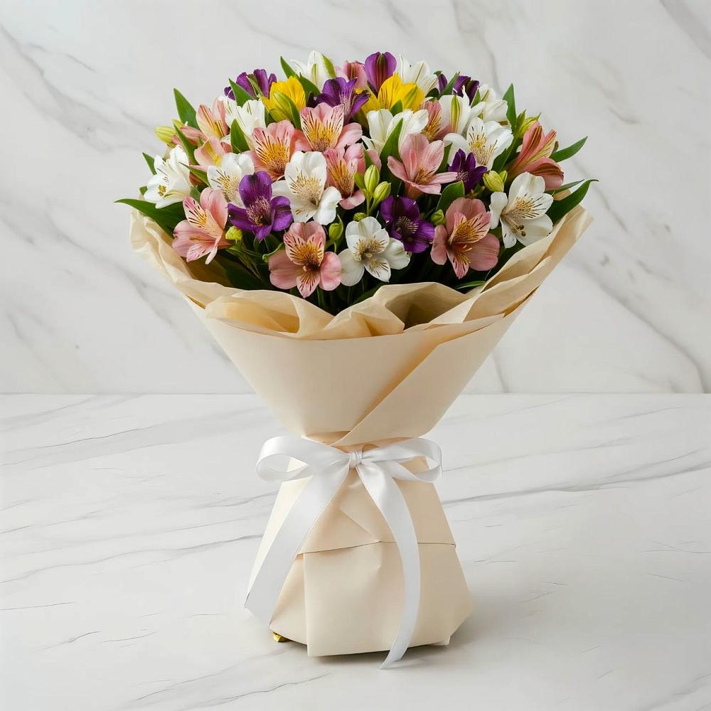 Букет цветов из: Альстромерии в Курчанской