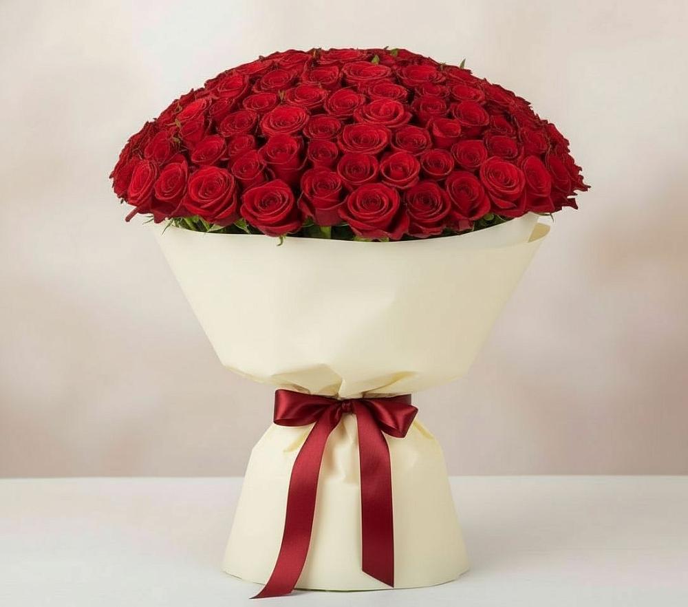 Букет 101 Красная роза Милано в Курчанской
