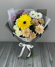 Букет цветов из:  Розы, Герберы и Хризантемы #REPLACE_PRED# Курчанской