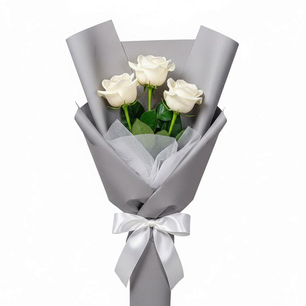 Букет 3 белые розы в Курчанской
