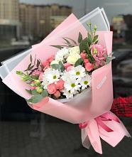 Букет цветов из:  Розы, Лизиантусы и Хризантемы в Курчанской