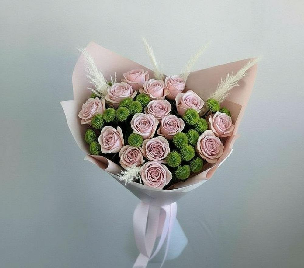 Букет цветов из: Розы и Хризантемы в Курчанской