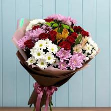 Букет цветов из:  Розы, Хризантемы и Альстромерии #REPLACE_PRED# Курчанской
