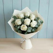 Букет Белые розы в Эвкалипте #REPLACE_PRED# Курчанской