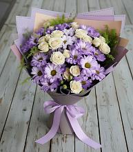 Букет цветов из:  Хризантемы и Розы в Курчанской