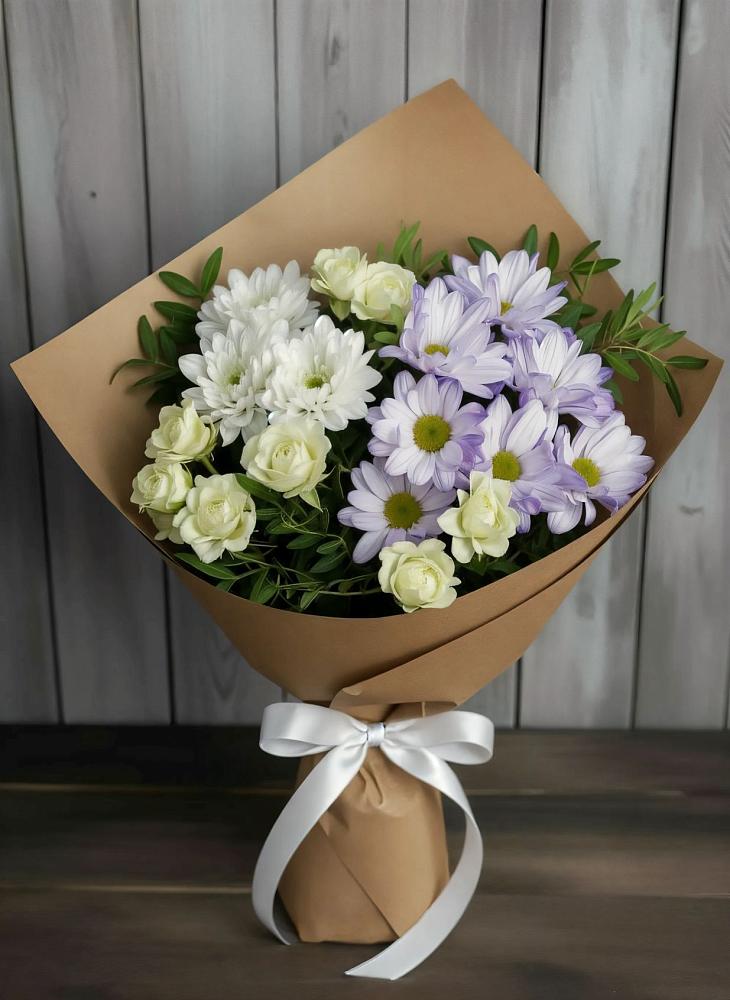 Букет цветов из: Хризантемы и Розы в Курчанской